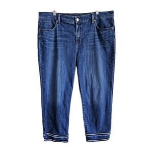 CHICO'S 2.5 Women's 14 Jeans Cropped So Slimming Girlfriend Fringe Hem 38 x 24